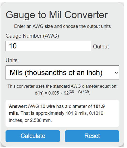 gauge to mil Converter