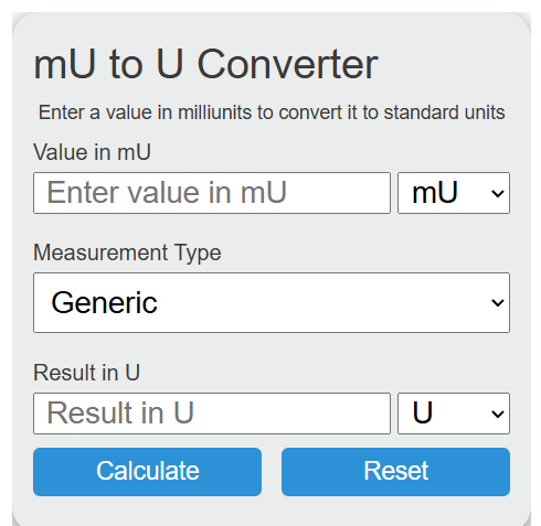mu to units Converter
