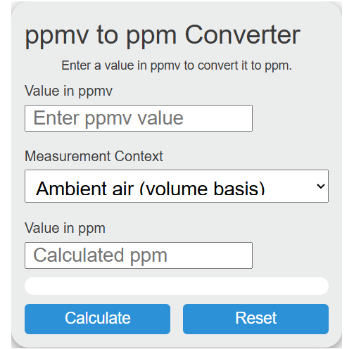 ppmv to ppm Converter