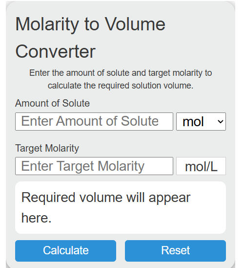 molarity to volume Converter