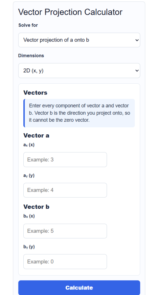 Vector Projection Calculator