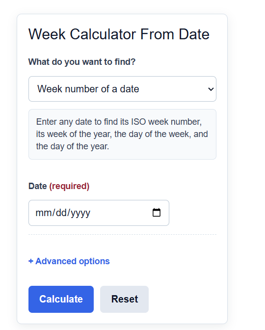 Week Calculator From Date
