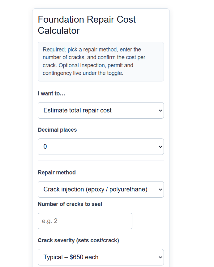Foundation Repair Cost Calculator