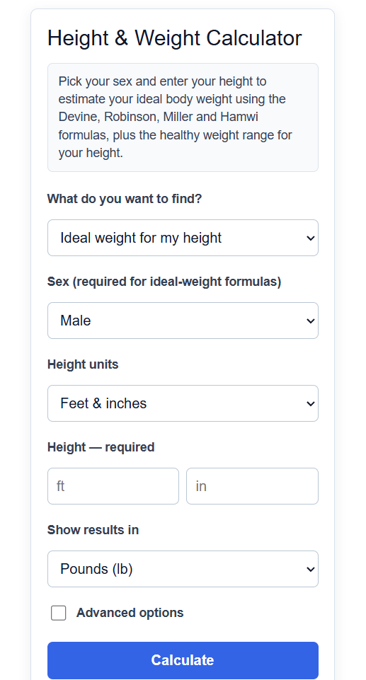 Height Weight Calculator