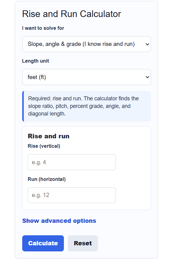 Rise And Run Calculator