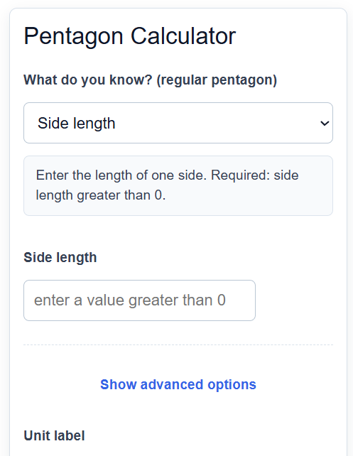 Pentagon Calculator