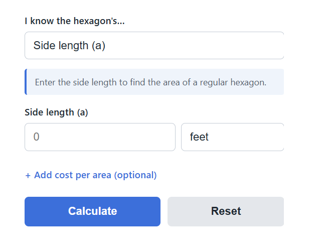 Area Of A Hexagon Calculator