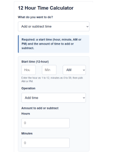 12 Hour Time Calculator: Add, Subtract & Convert - Calculator Academy