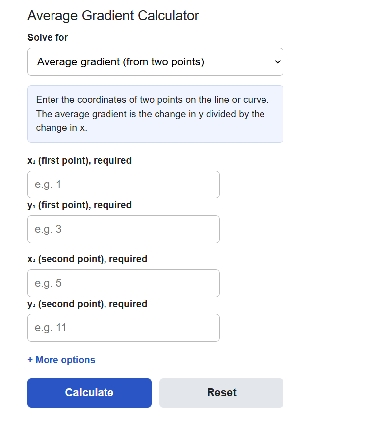 Average Gradient Calculator