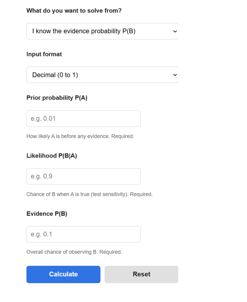 Bayes Theorem Calculator