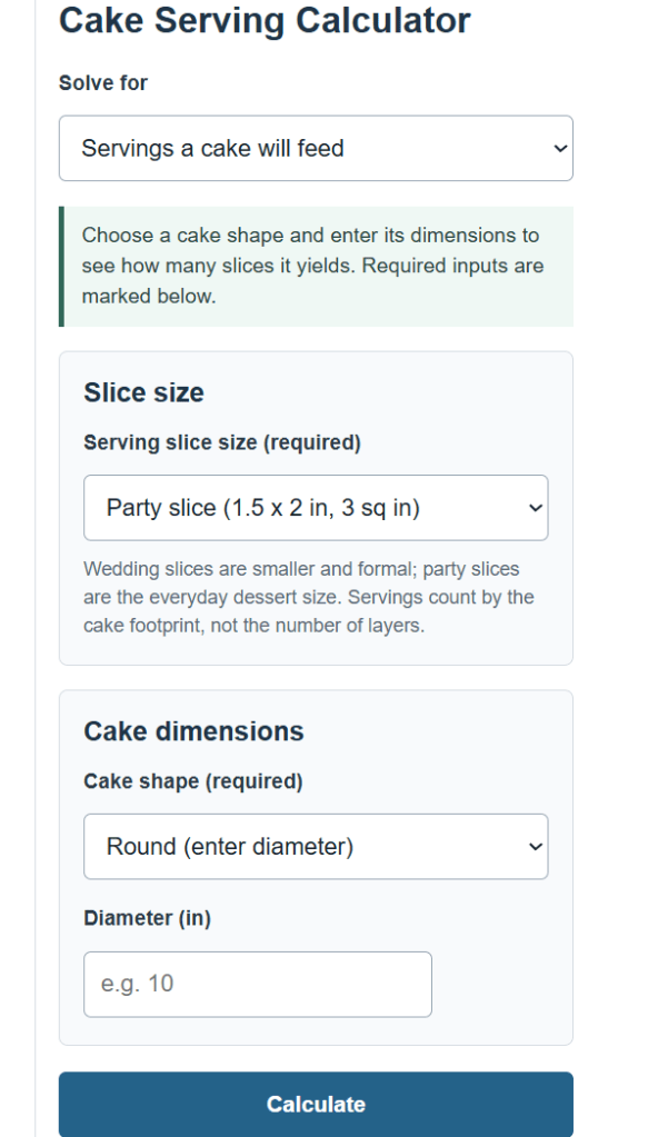 Cake Serving Calculator