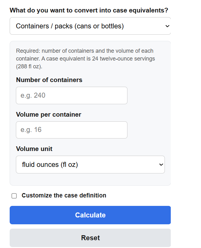 Case Equivalent Calculator