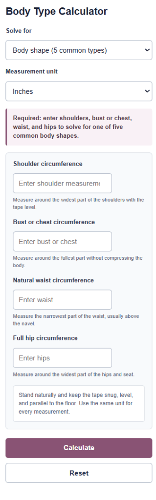 Body Type Calculator