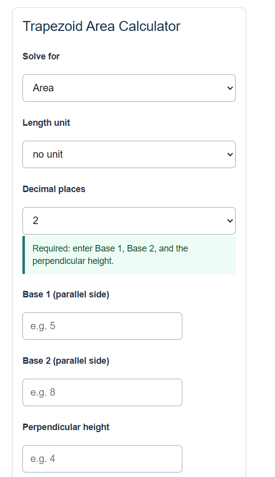 trapezoid area calculator