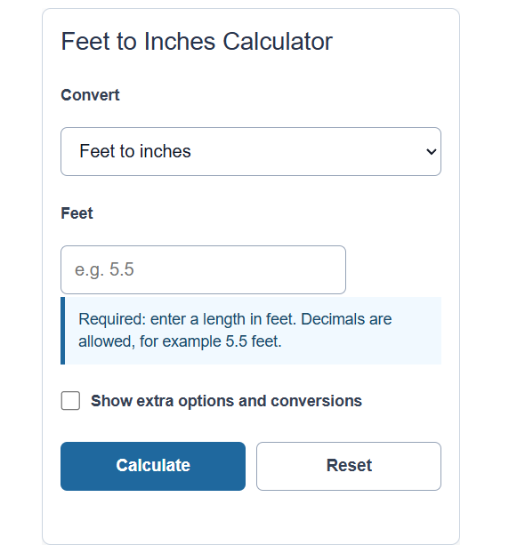 feet to inches calculator