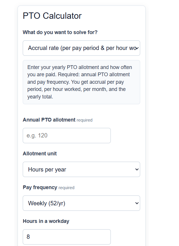 pto calculator