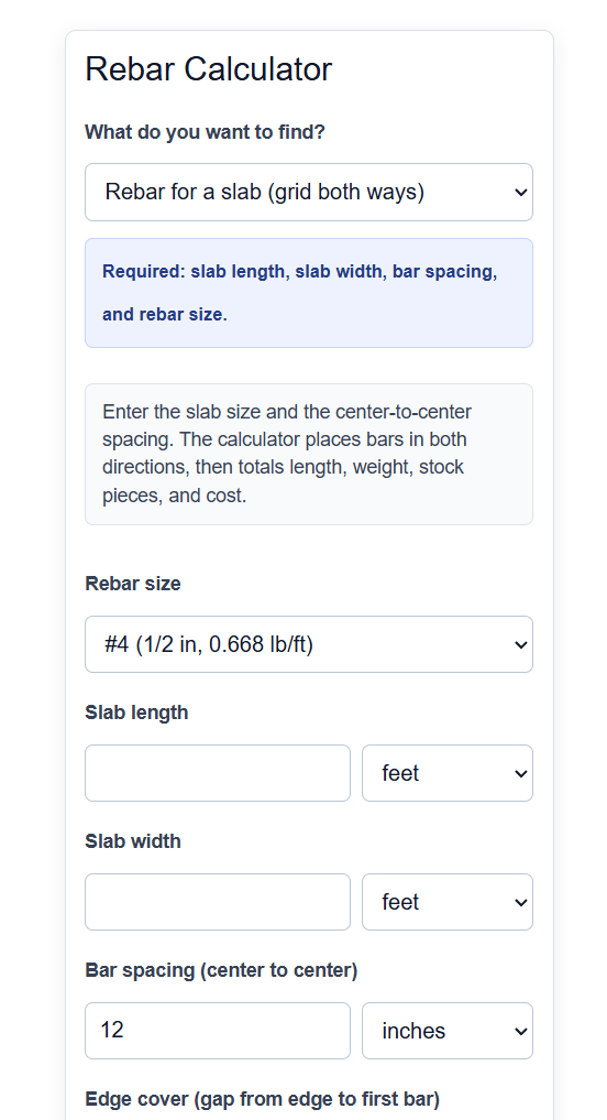 Rebar Calculator