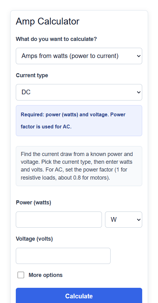 Amp Calculator
