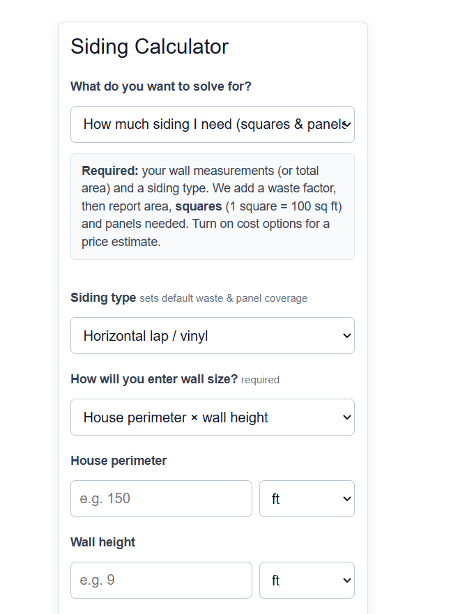 Siding Calculator