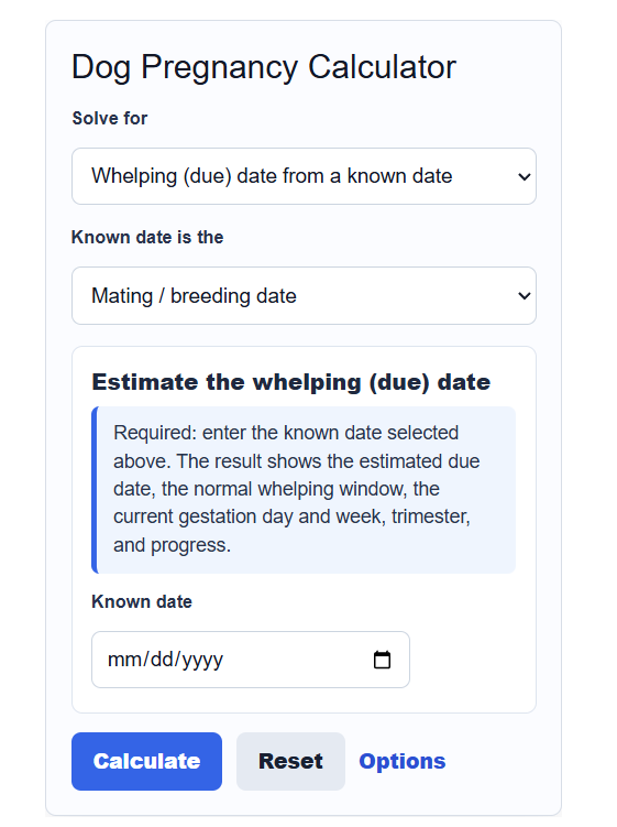 Dog Pregnancy Calculator