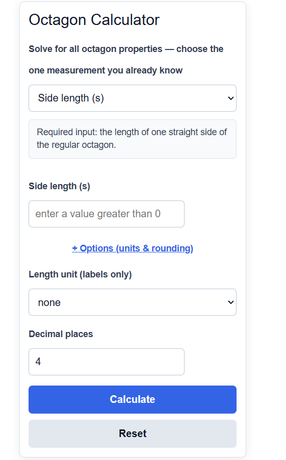 Octagon Calculator