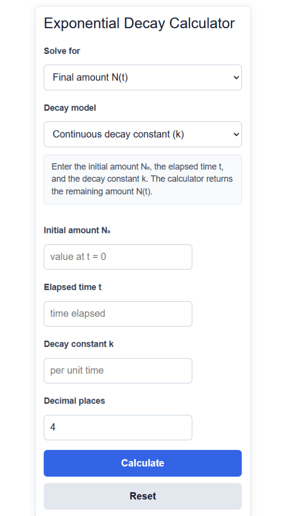 Exponential Decay Calculator