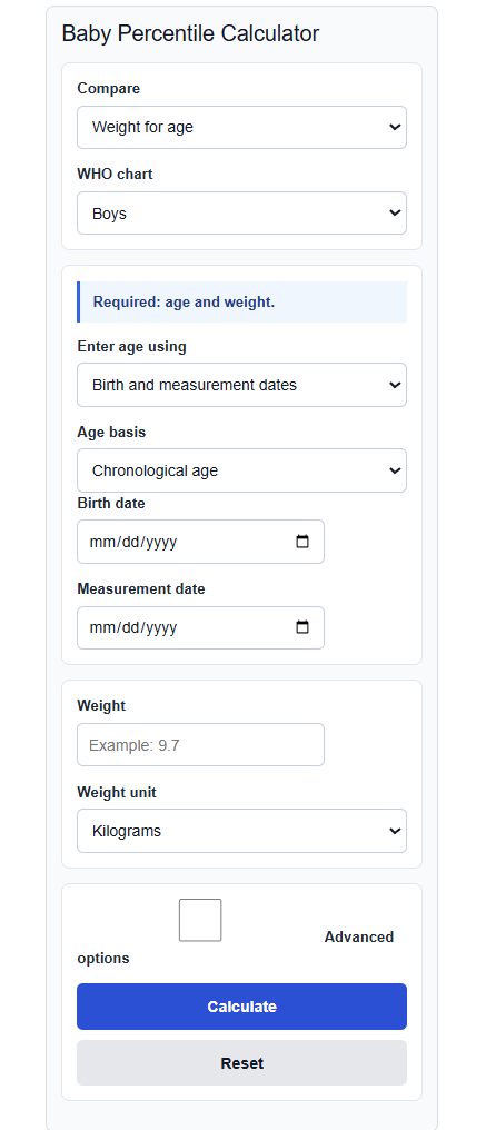 baby percentile calculator