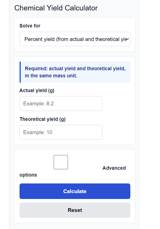Chemical Yield Calculator