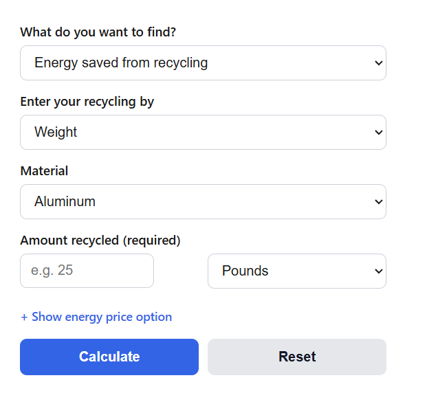Recycling Energy Savings Calculator