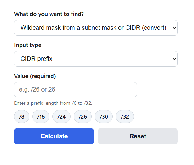 Wildcard Mask Calculator