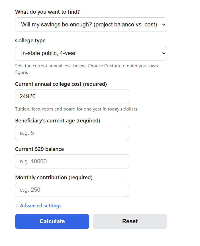 529 College Savings Calculator