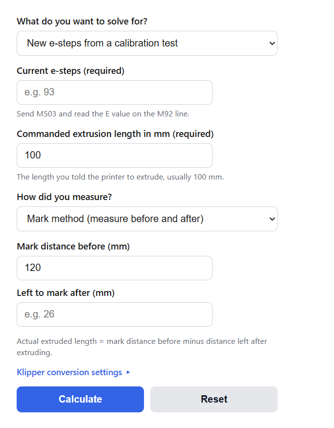 Stepper Motor Steps per mm (E-Steps) Calculator