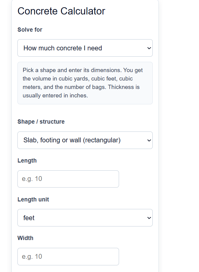 Concrete Calculator