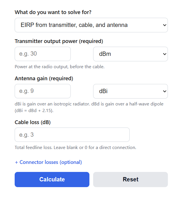 Antenna EIRP Calculator