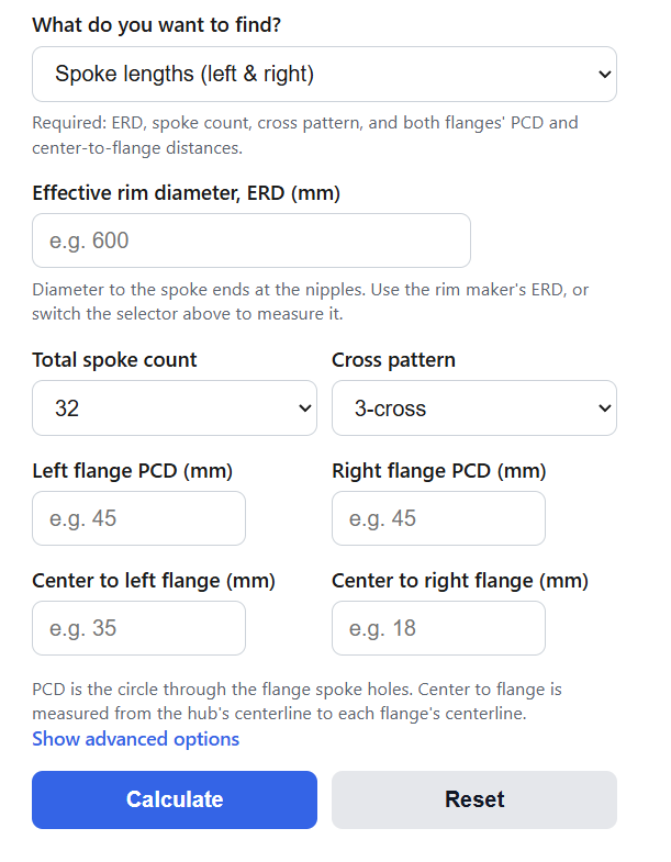 Bicycle Spoke Length Calculator