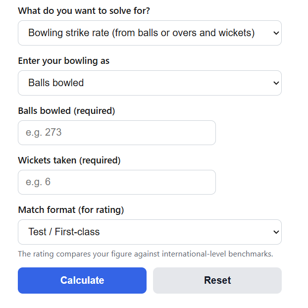 Cricket Bowling Strike Rate Calculator