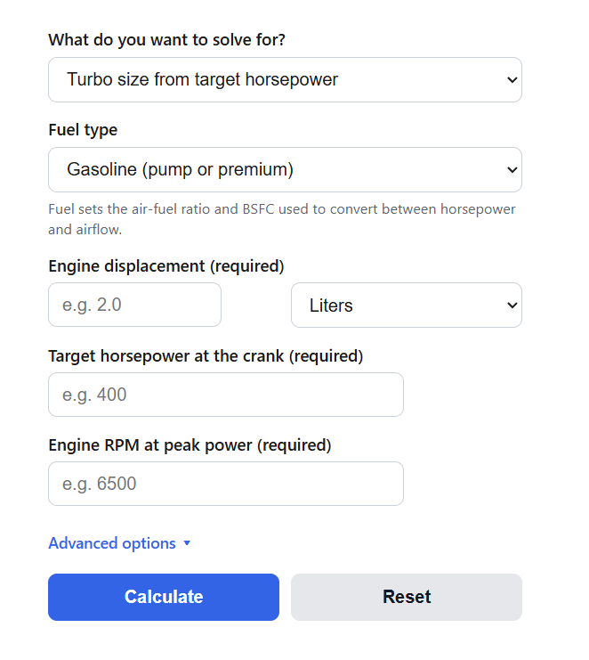 Turbo Size Calculator