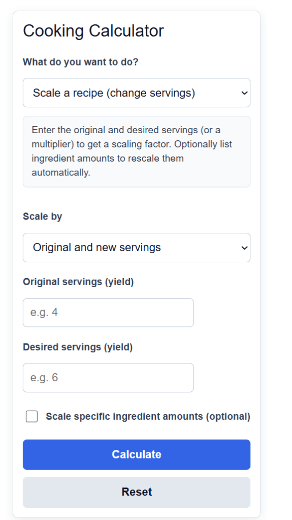 Cooking Calculator