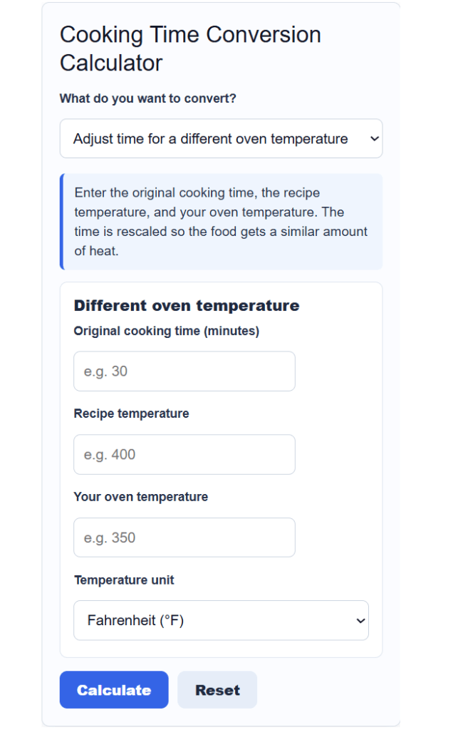 Cooking Time Conversion Calculator