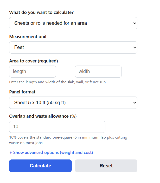Welded Wire Mesh Calculator