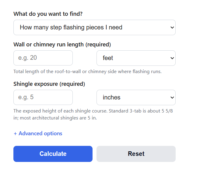 Step Flashing Calculator