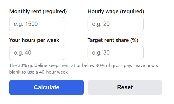 Hours to Afford Rent Calculator