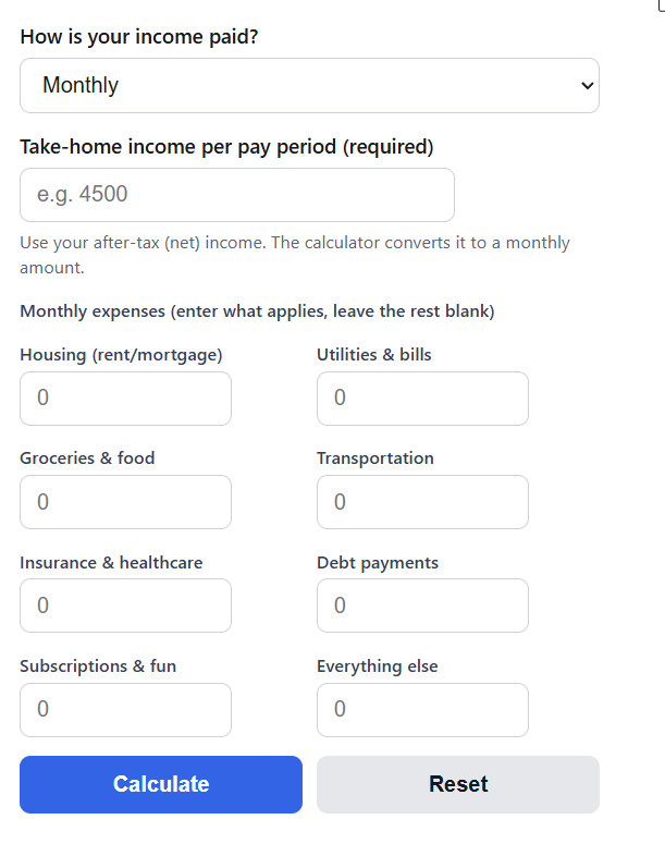 Monthly Budget Calculator