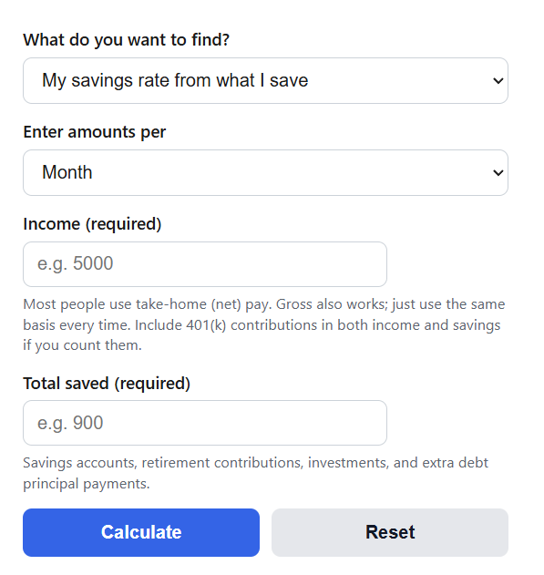 Savings Rate Calculator