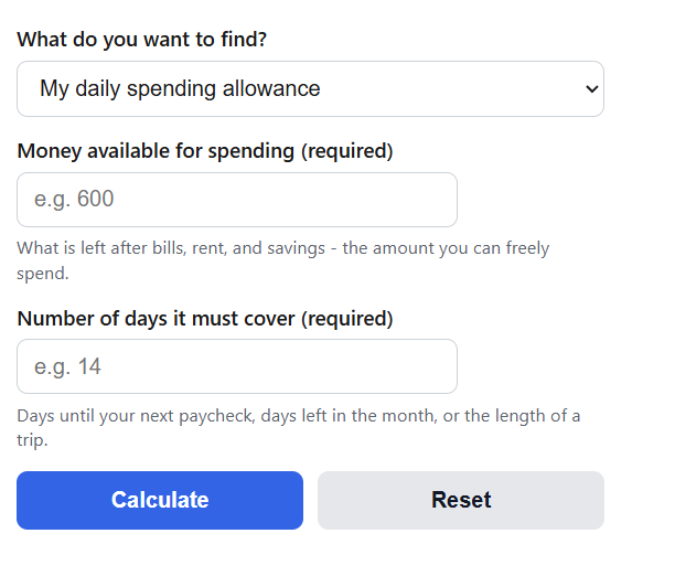 Daily Budget Calculator