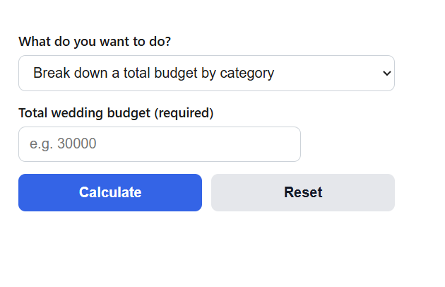 Wedding Budget Calculator