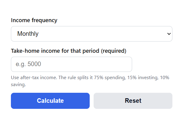 75/15/10 Rule Calculator