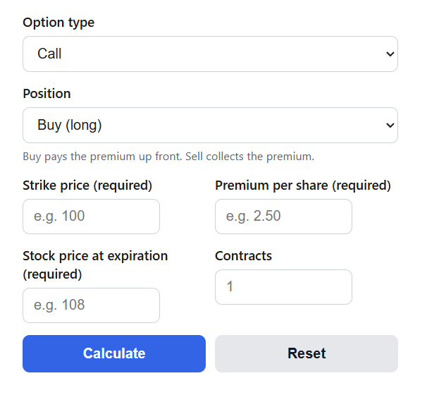 Options Profit Calculator