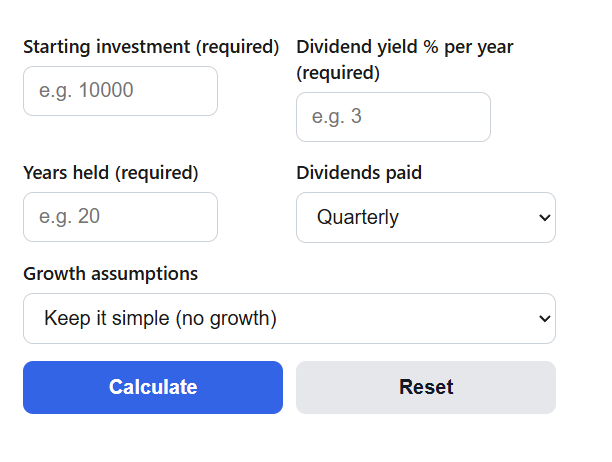 Dividend Reinvestment Calculator