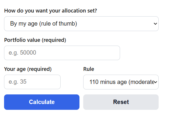 Portfolio Asset Allocation Calculator